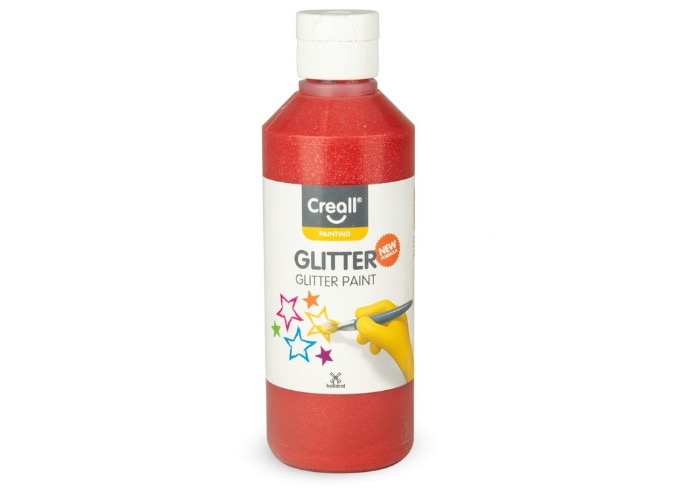 Creall Glitter, plakkaatverf met glitters, 250ml, rood