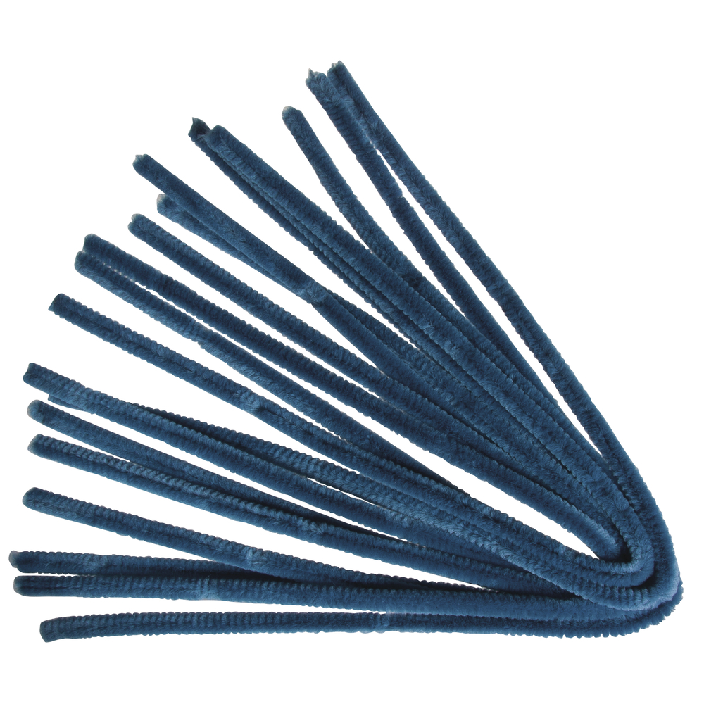 Chenilledraad, m.blauw, 50cm, Dikte 9 mm, zak 10st.
