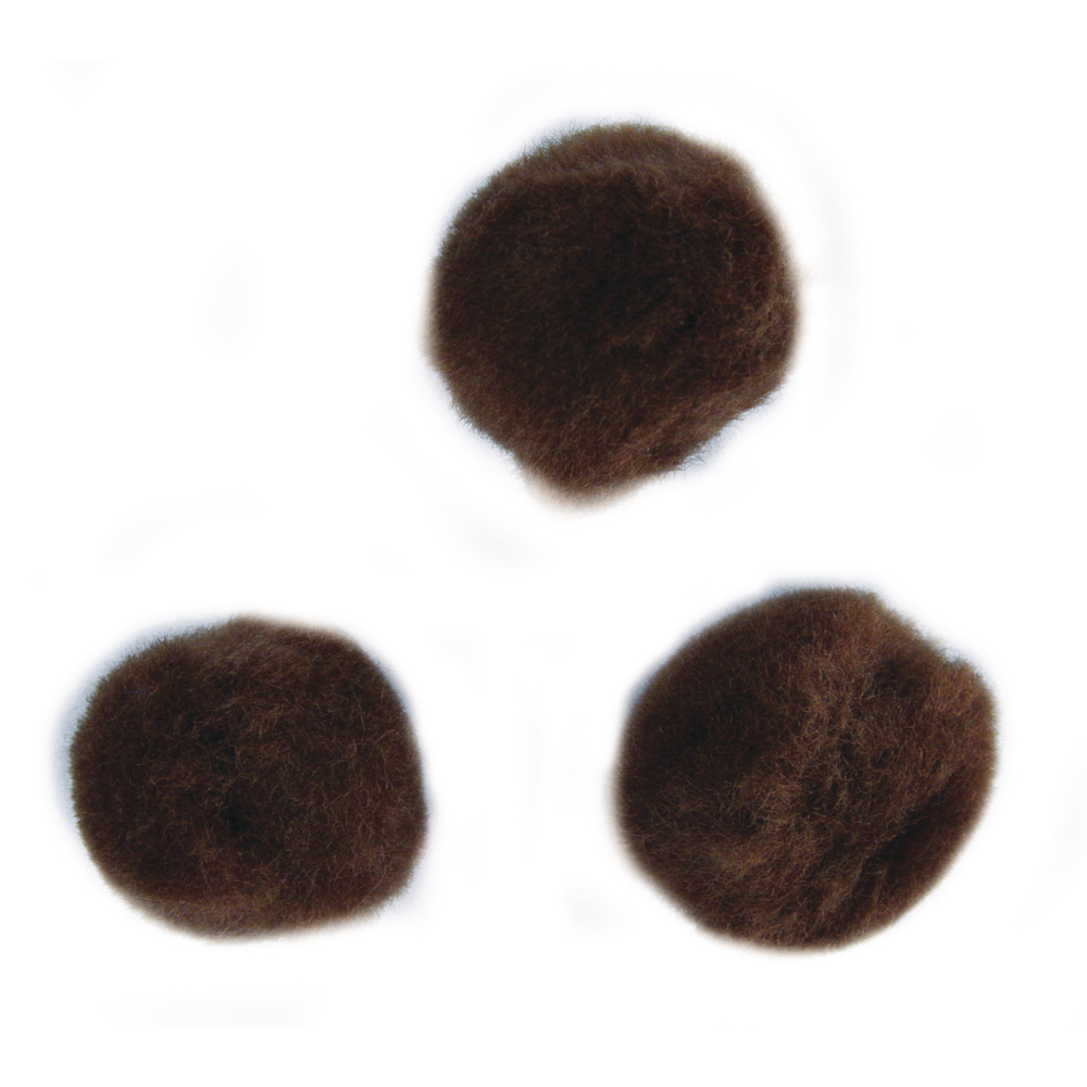 Pompons, 15 mm, zak à 60 st., m.bruin