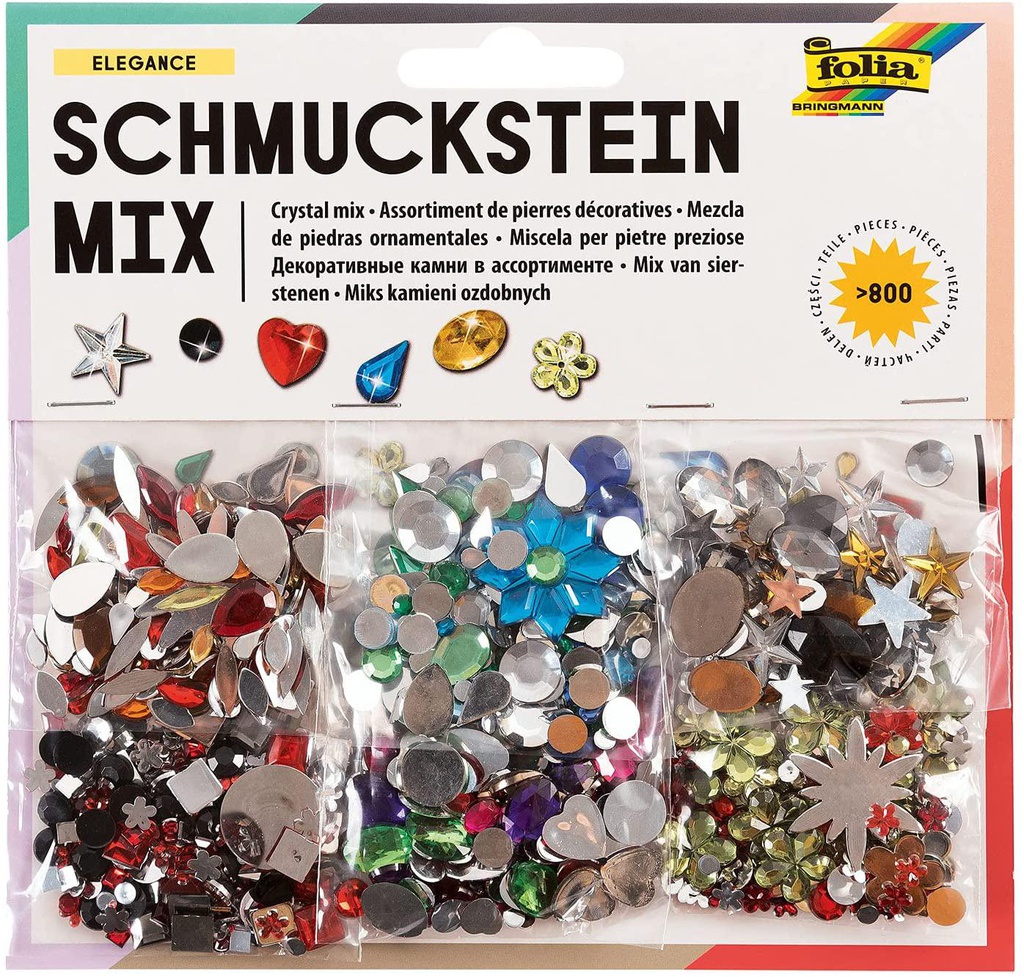Decoratieve Kristalmix, 800 onderdelen, assorti in verschillende vormen en kleuren - Elegence