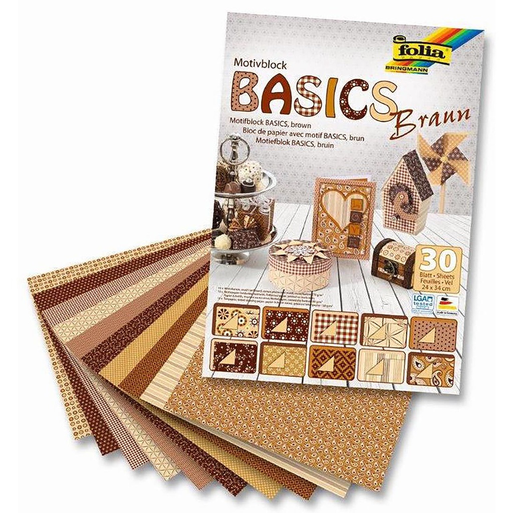 Designer Pad "Basics", 24x30cm, 30 vellen, BROWN,