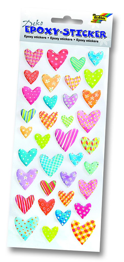 Epoxy-stickers HEARTS, 36 stuks
