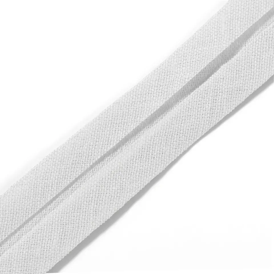 Biais coton 40/20 mm blanc, 30 m