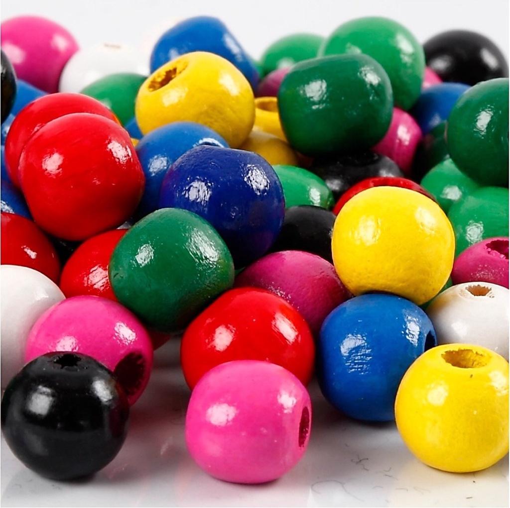 Perles à Grand Trou vernis Ø 10 mm assorties, 39pc