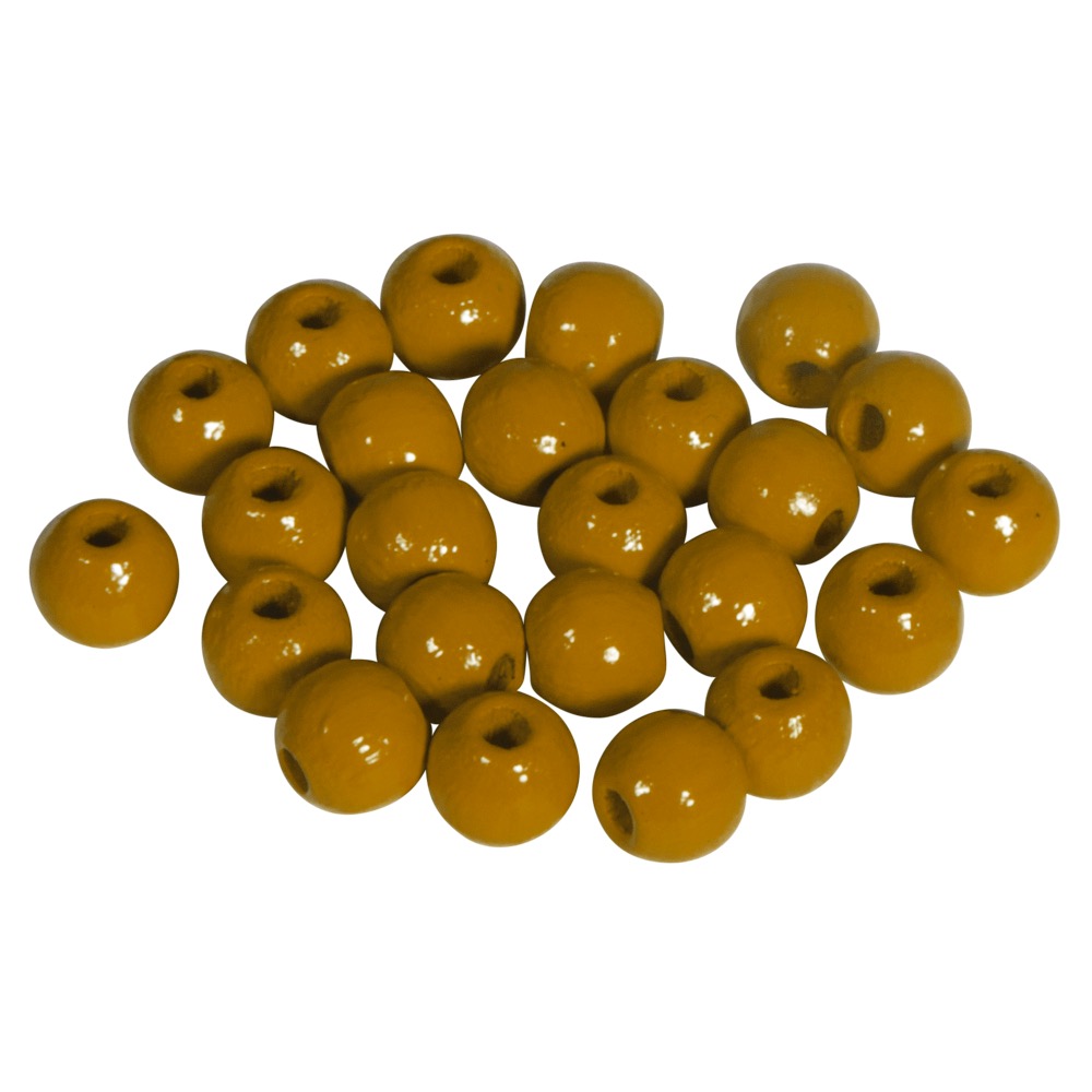 Perles en bois FSC 100%, polies, 6mm ø, 115 pièces, brun moyen
