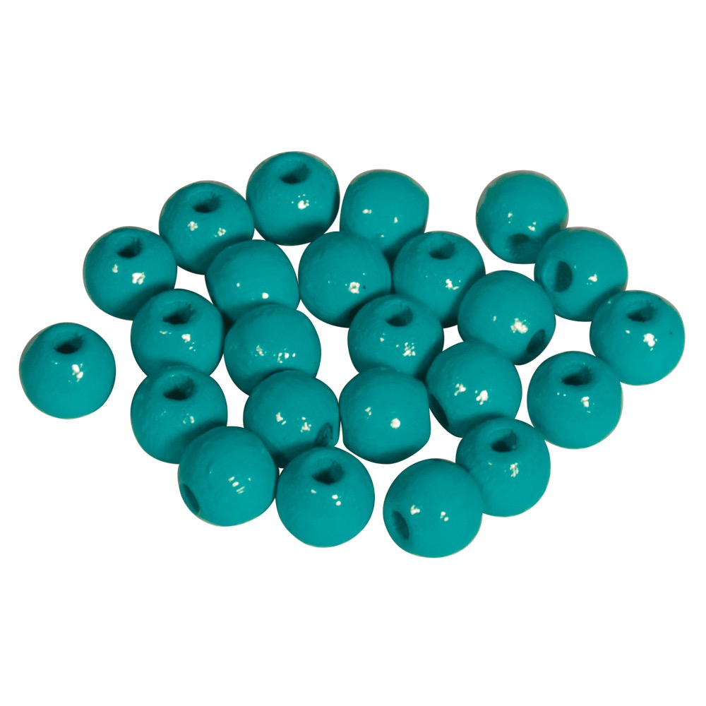 Perles en bois FSC 100%, polies, 6mm ø, 115 pièces, turquoise