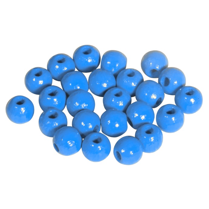 Perles en bois FSC 100%, polies, 6mm ø, 115 pièces, bleu clair