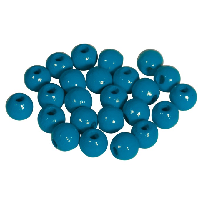 Perles en bois FSC 100%, polies, 6mm ø, 115 pièces, bleu moyen