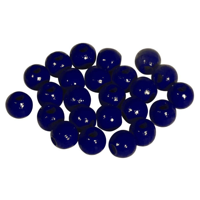 Houten kralen FSC 100%, gepolijst, 6mm ø, d.blauw, zak à 115 stuks