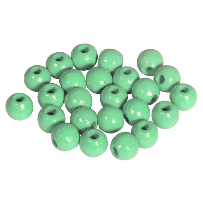 Perles en bois FSC 100%, polies, 6mm ø, 115 pièces, vert clair