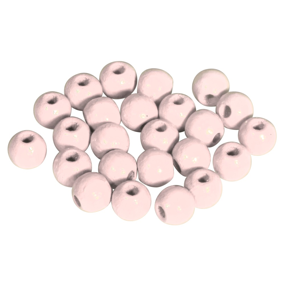 Perles en bois FSC 100%, polies, 6mm ø, 115 pièces, rose