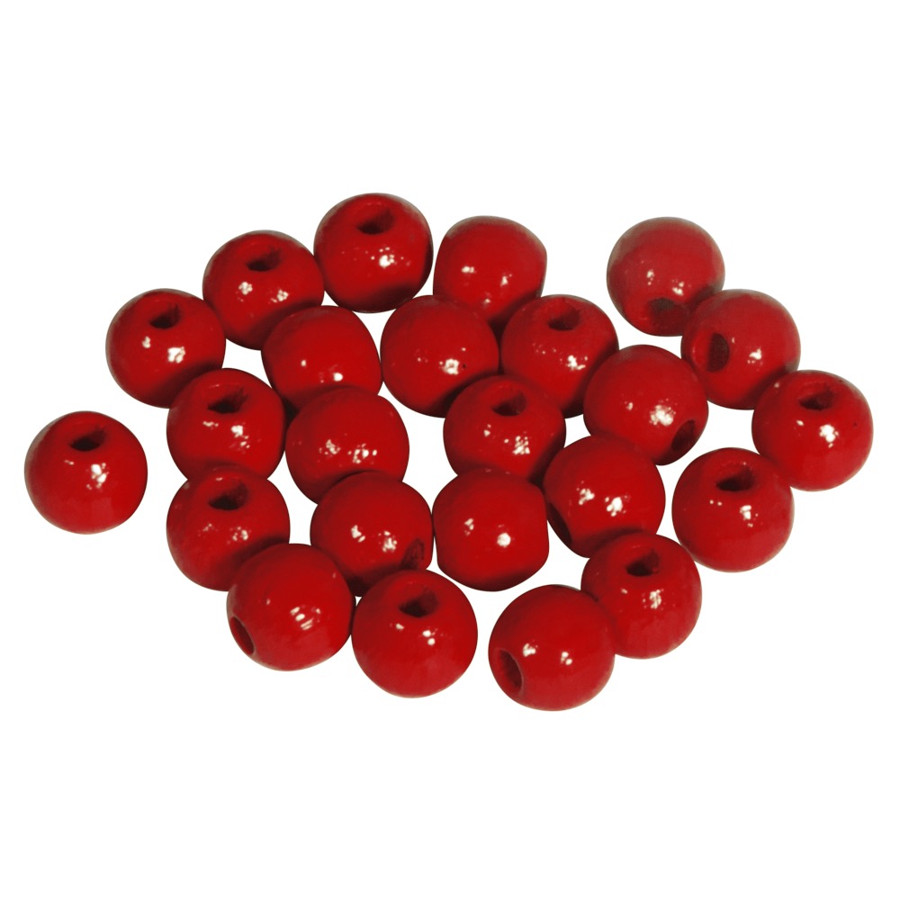 Perles en bois FSC 100%, polies, 6mm ø, 115 pièces, rouge