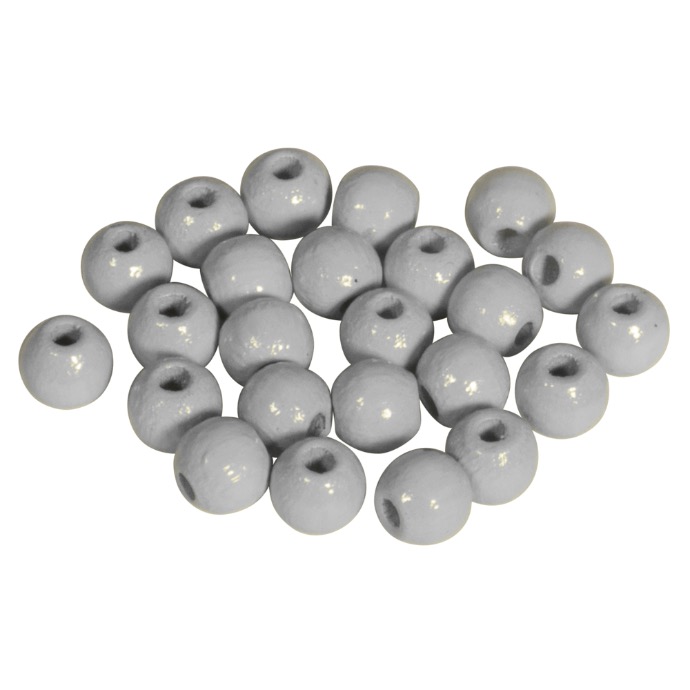 Perles en bois FSC 100%, polies, 6mm ø, 115 pièces, gris clair