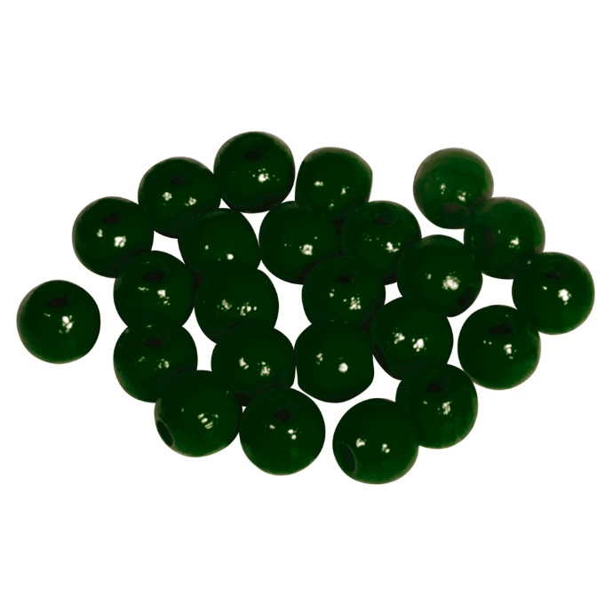 Perles en bois FSC 100%, polies, 6mm ø, 115 pièces, vert moyen
