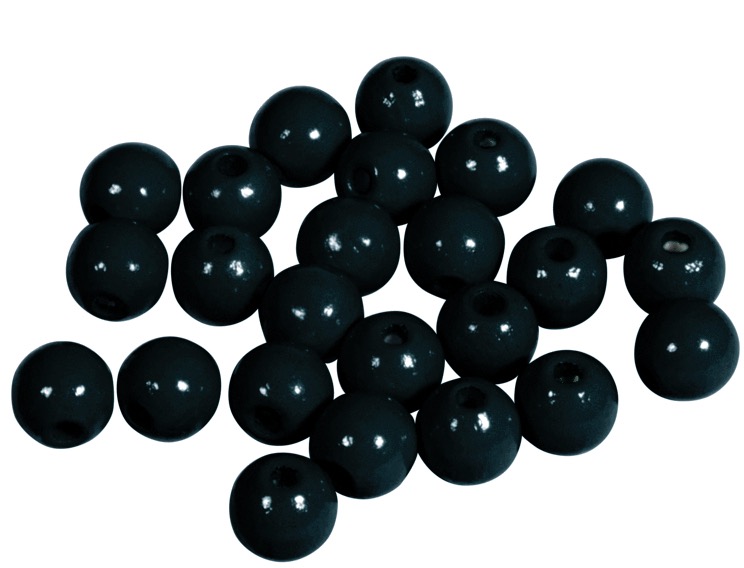 Perles en bois FSC 100%, polies, 8mm ø, sct. 82 pièces, noir