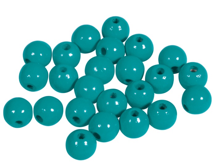 Perles en bois FSC 100%, polies, 8mm ø, sct. 82 pièces, turquoise