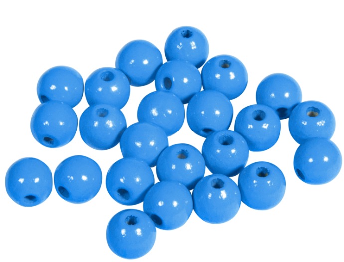 Perles en bois FSC 100%, polies, 8mm ø, sct. 82 pièces, bleu clair