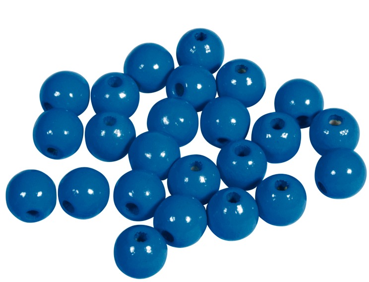 Perles en bois FSC 100%, polies, 8mm ø, sct. 82 pièces, bleu moyen