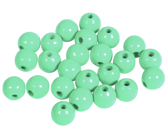 Perles en bois FSC 100%, polies, 8mm ø, sct. 82 pièces, vert clair