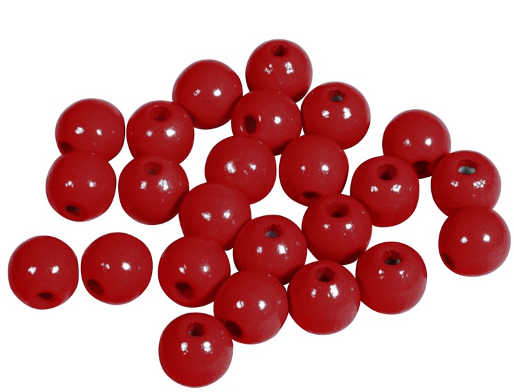 Perles en bois FSC 100%, polies, 8mm ø, sct. 82 pièces, rouge