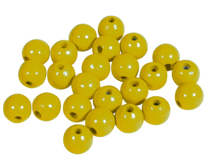 Perles en bois FSC 100%, polies, 8mm ø, sct. 82 pièces, jaune