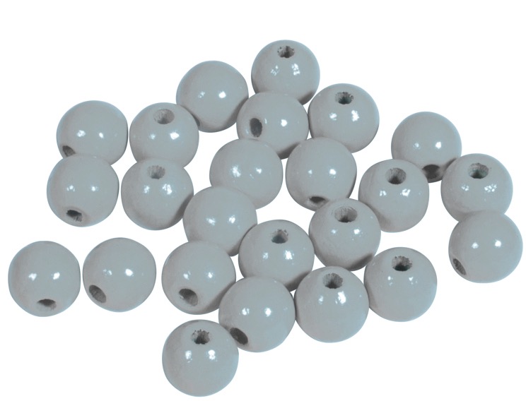 Perles en bois FSC 100%, polies, 8mm ø, sct. 82 pièces, gris clair