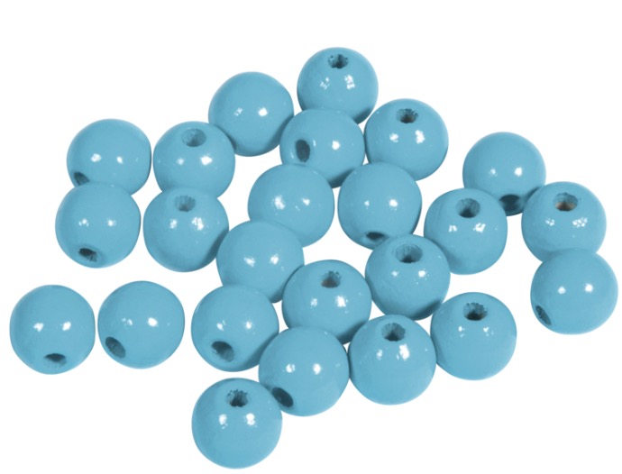 Perles en bois FSC 100%, polies, 8mm ø, sct. 82 pièces, bleu pastel