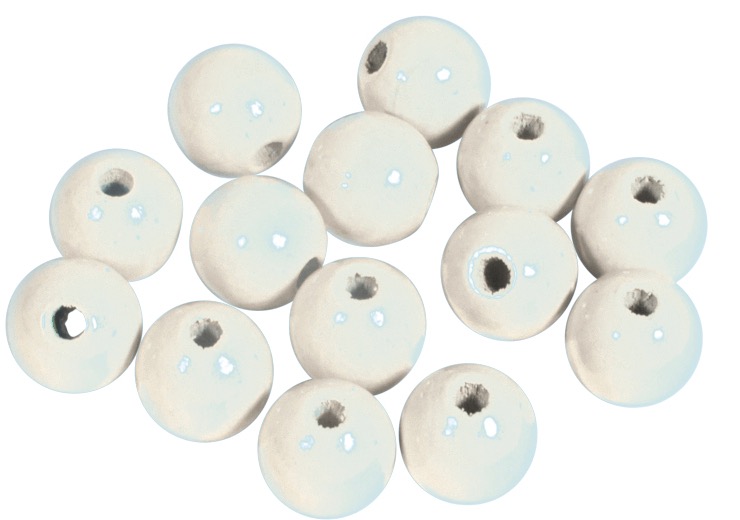 Perles en bois FSC 100%, polies, 10mm ø, blanc, sct. 52 pièces
