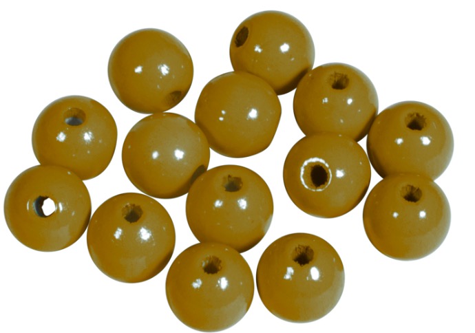 Perles en bois FSC 100%, polies, 10mm ø, brun moyen, sct. 52 pièces