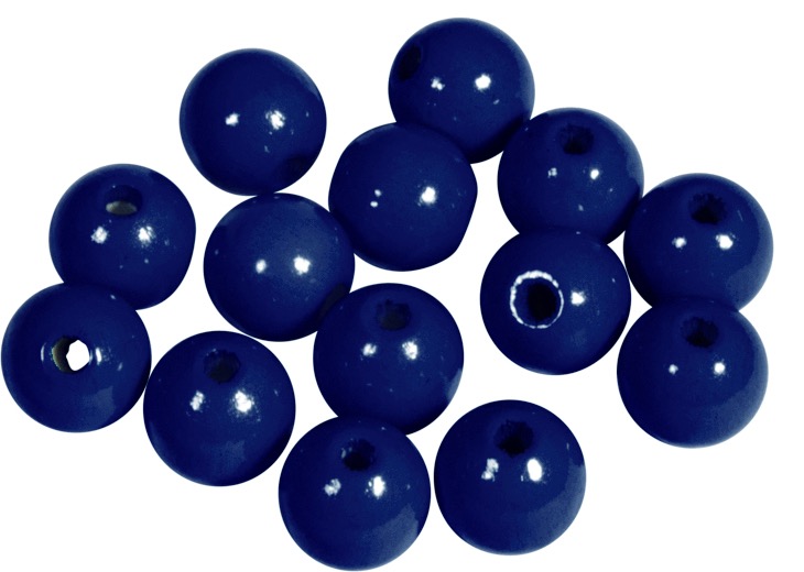 Houten kralen FSC 100%, gepolijst, 10mm , d.blauw, zak à 52 stuks