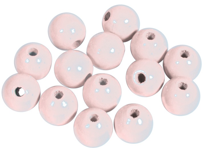 Perles en bois FSC 100%, polies, 10mm ø, rose, sct. 52 pièces