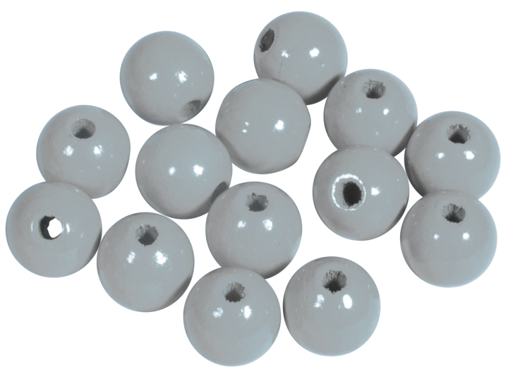 Perles en bois FSC 100%, polies, 10mm ø, gris clair , sct. 52 pièces