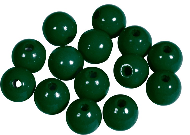 Houten kralen FSC 100%, gepolijst, 10mm , groen, zak à 52 stuks