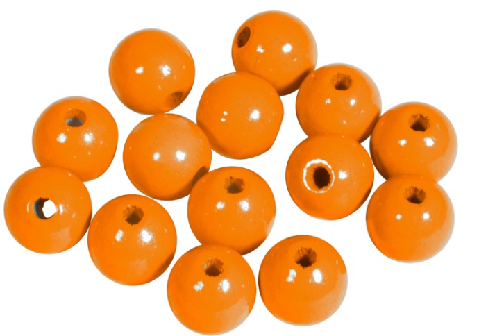 Perles en bois FSC 100%, polies, 10mm ø, orange, sct. 52 pièces