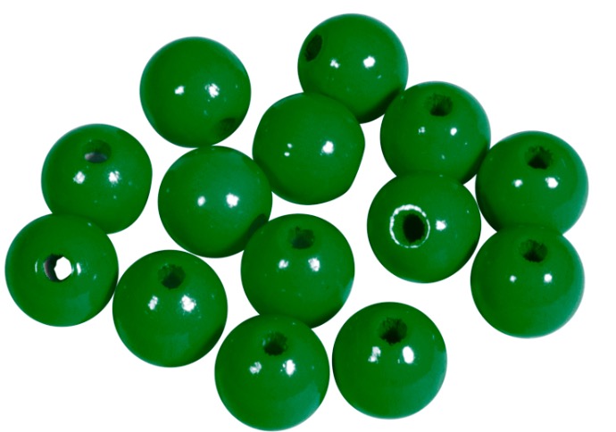 Perles en bois FSC 100%, polies, 10mm ø, vert mai, sct. 52 pièces