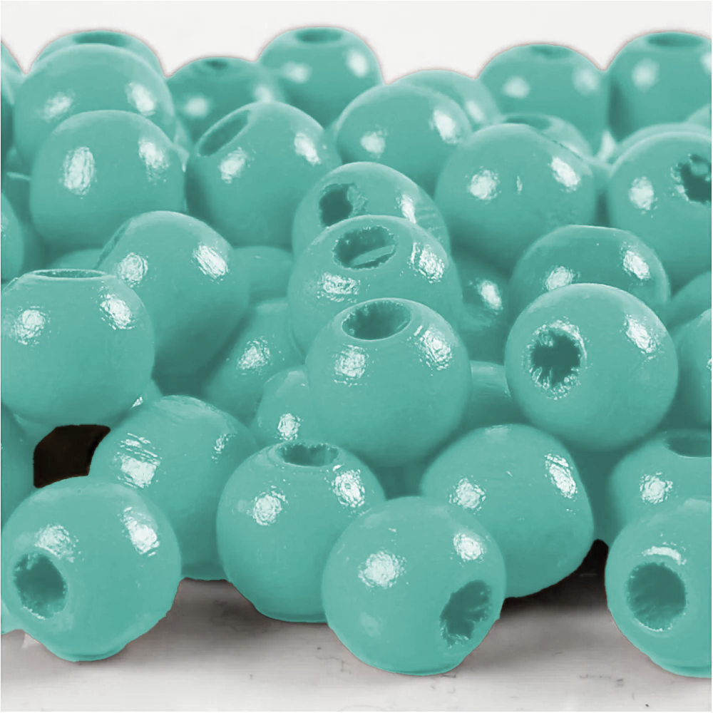 Perles en bois FSC 100%, polies, 12mm ø, vert clair, sct. 32 pièces