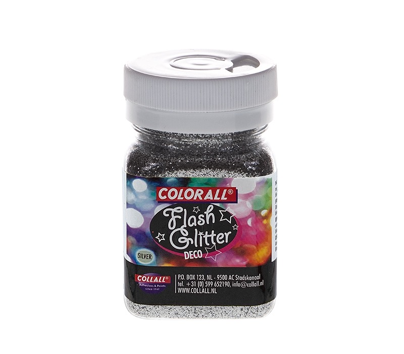 Colorall Flash Glitter decoratie, Strooiflacon 150ml/95g, Zilver