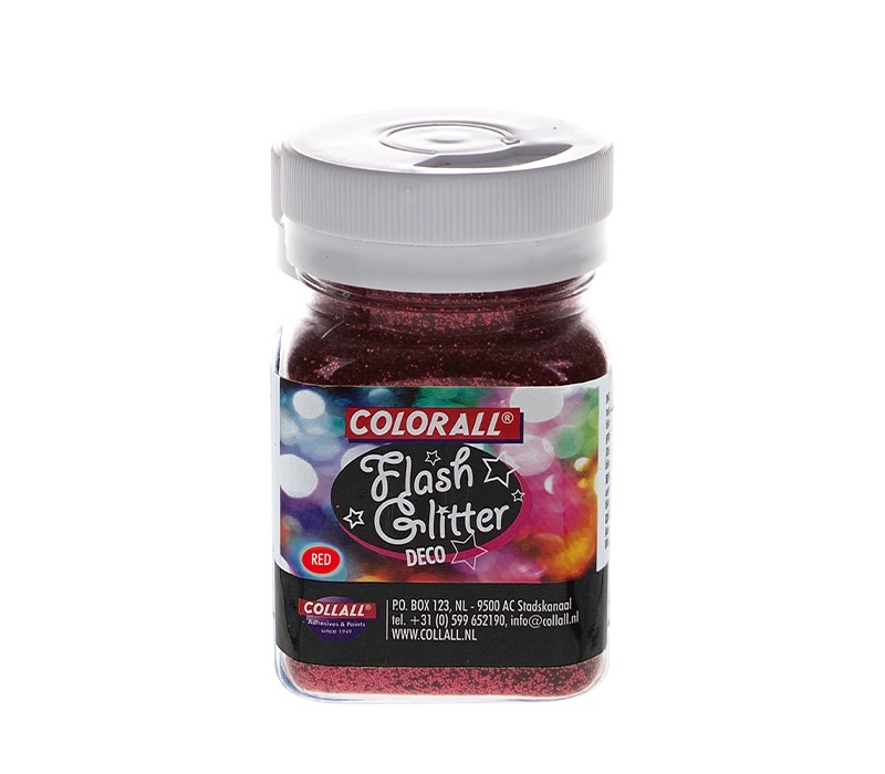 Colorall Flash Glitter decoratie, Strooiflacon 150ml/95g, Rood