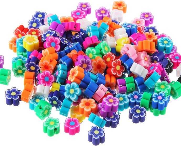 Polymer Beads Flowers , 10x4 mm, 100 Stuks