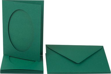 Passe-Partout 220g/m², ovale, 10,5x14cm,5 cartes+envel., vert sapin