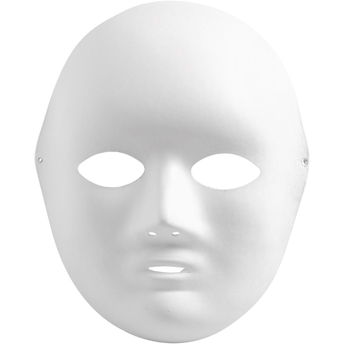 Masker gezicht klein, wit plastic, 12 stuks