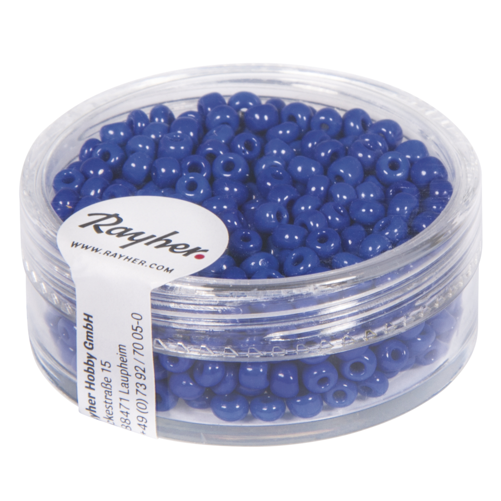Rocailles, 2,6 mm ø, opaques, bleu foncé, boîte 17 g