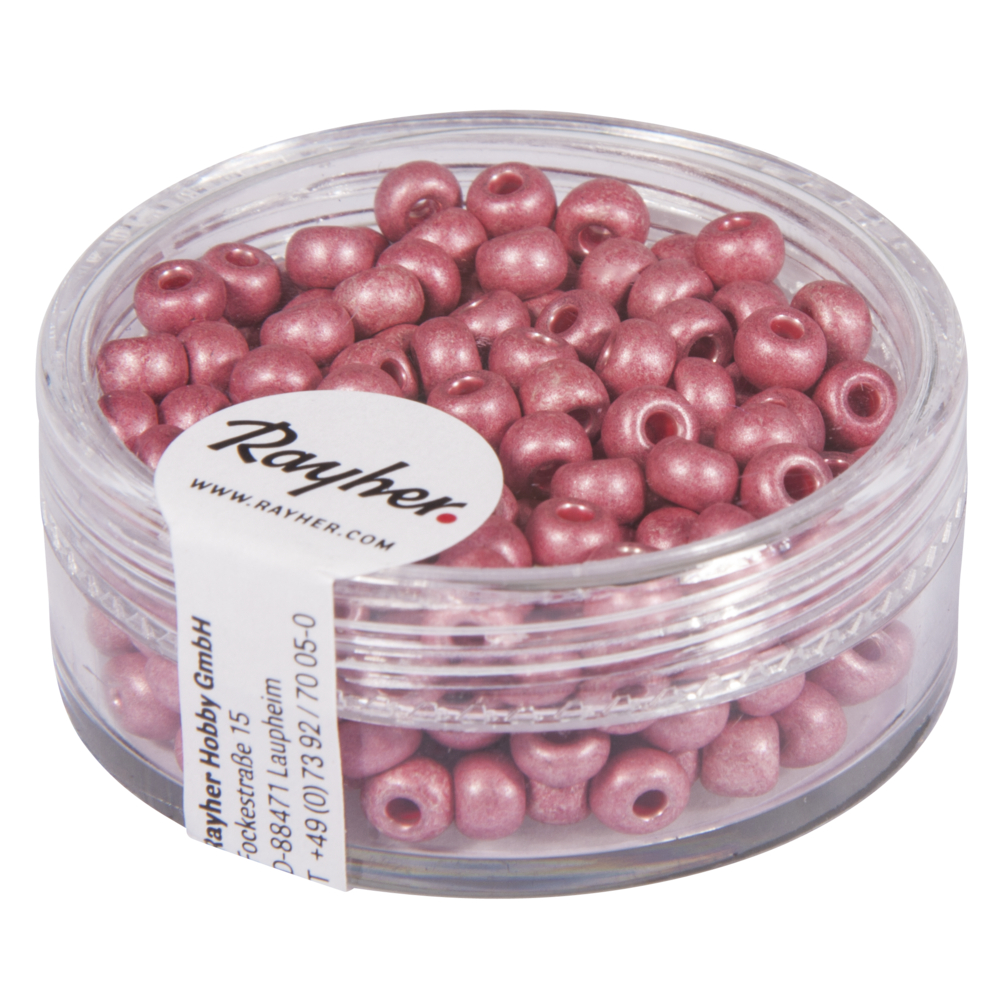 Metallic-rocailles, dépolies, rosé, 4 mm, boîte 17 g