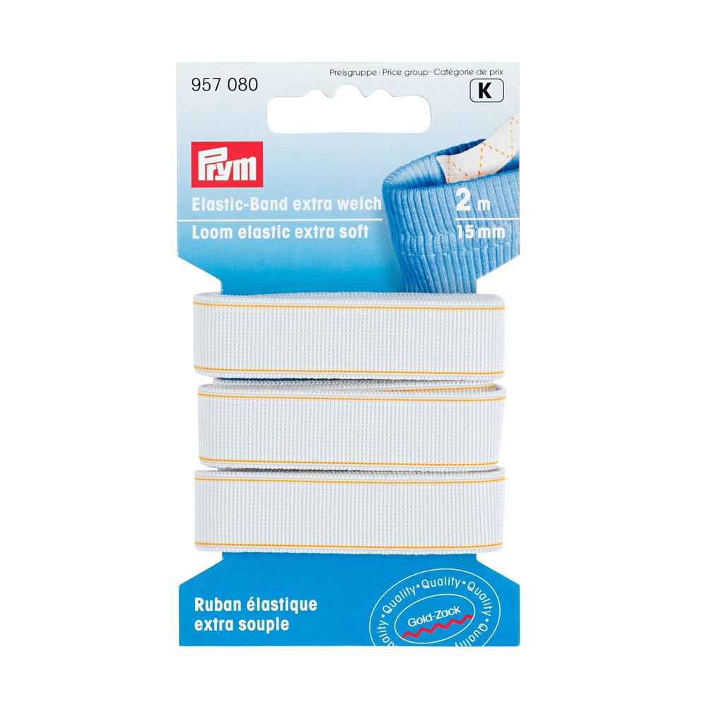 Band-elastiek extra zacht, 15 mm wit, 2 m