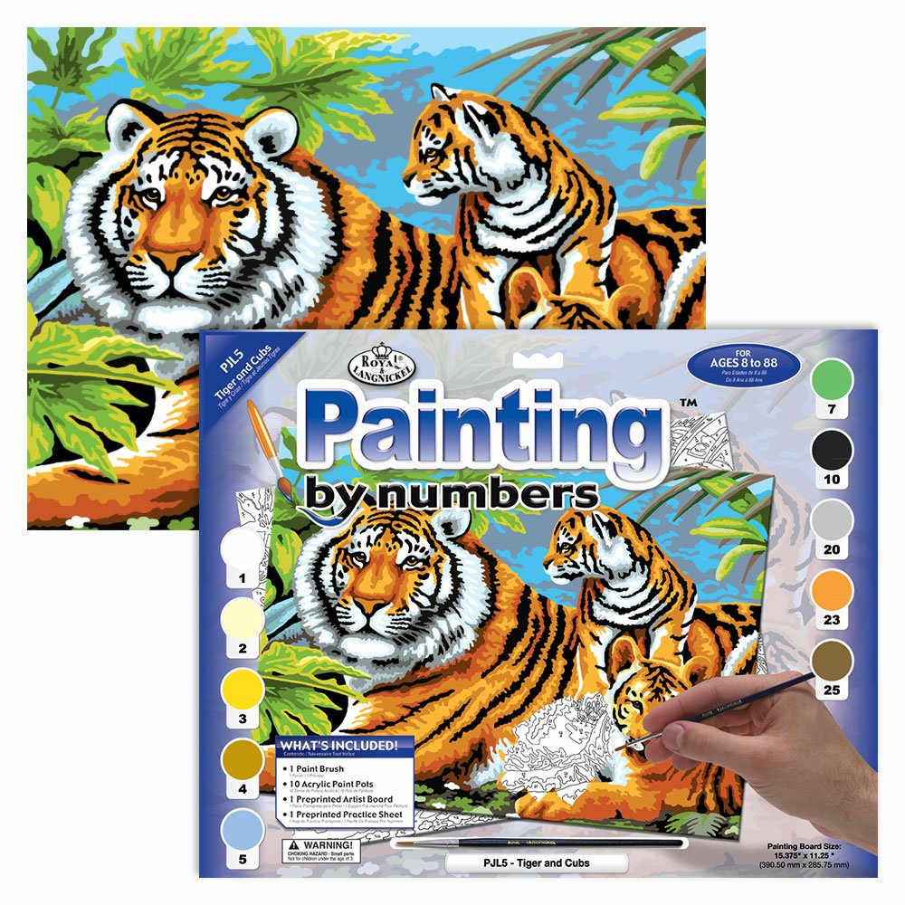 Painting by Numbers 286x390mm, Tiger And Cubs
