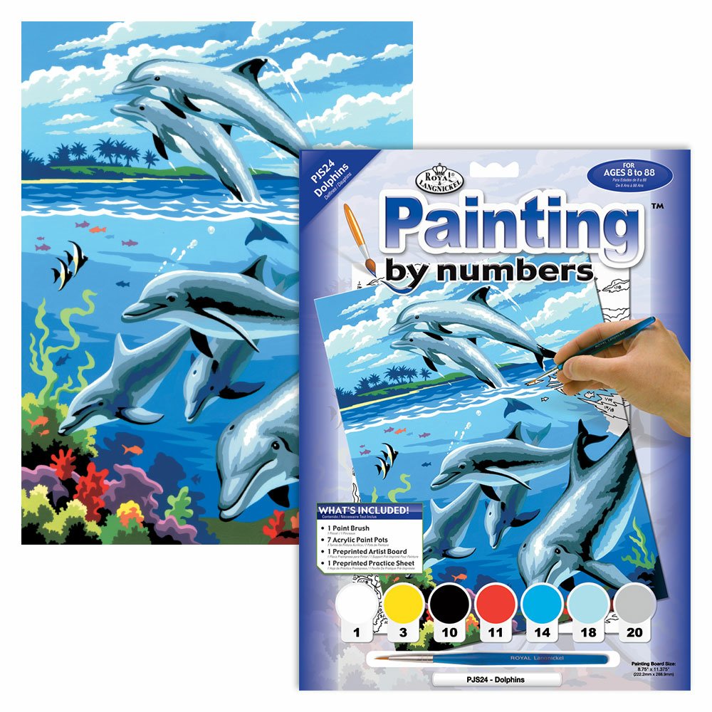 Painting by Numbers 225x305mm, Dolphins