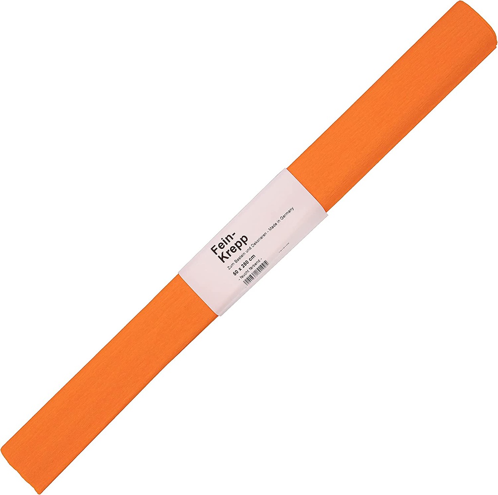 Crêpepapier, 50cm breed, rol 250cm, licht oranje