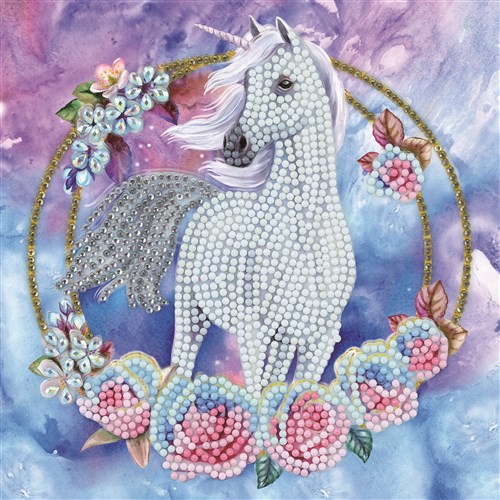 Crystal Card Kit ® Diamond Painting 18x18cm, Unicorn Garland