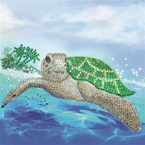 Crystal Card Kit ® Diamond Painting 18x18cm, Turtle Paradise