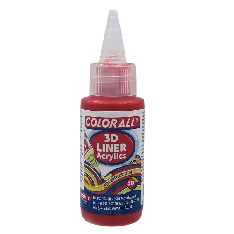 Colorall Acrylics 3D‐Liner, Fles 50ml, Lichtrood